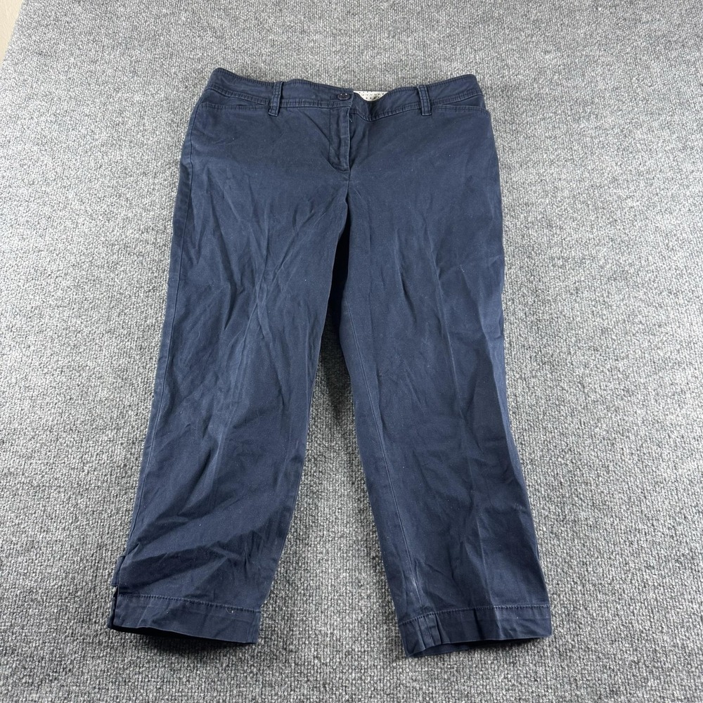 Talbots Pants Womens 10P Petite Blue Perfect Crop Twill Straight Leg Workwear